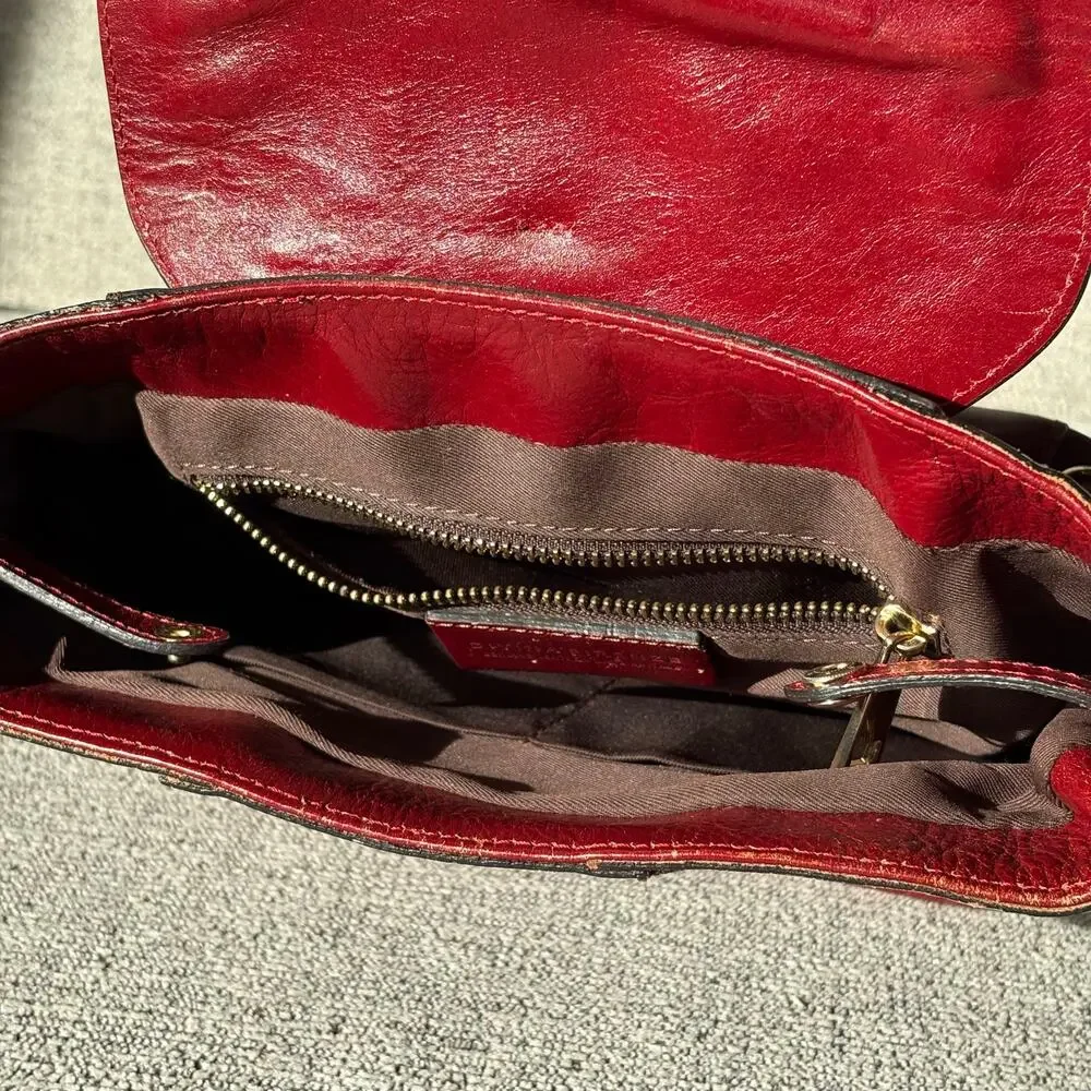 Structured Red Leather Top-Handle Shoulder Bag